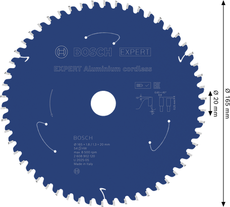 Bosch EXPERT alumiiniumist akuga ringsae tera, läbimõõt 165 mm.